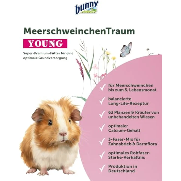 Bunny MeerschweinchenTraum young, Kleintierfutter mit TriMello Pellets, 1,5 kg, frei von genmanipulierten Inhaltsstoffen – Bild 2