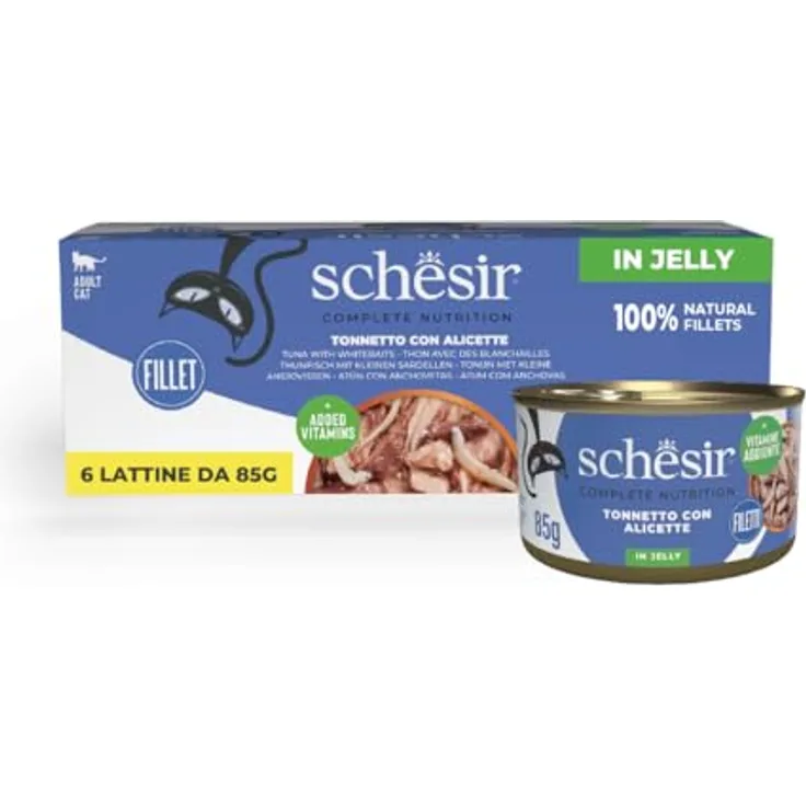 Schesir Natural Thun-Huhn-Reis, Katzen-Nassfutter mit 100% natürlichem Filet, 170 g (2 Dosen à 85 g)
