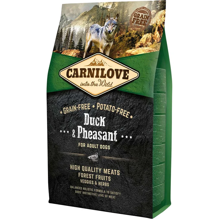 Carnilove Dog Adult - Trockenfutter mit Ente und Fasan für ausgewachsene Hunde, 4kg