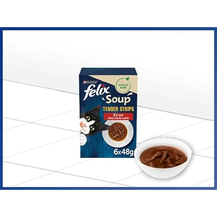 Felix Soup Tender Strips Suppe, 6x48g mit Rind, Huhn und Lamm, schmackhafte Brühe ohne künstliche Zusätze – Bild 3