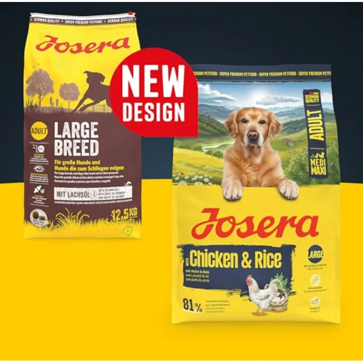 JOSERA Adult Large Huhn & Reis, Premium Trockenfutter für ausgewachsene Hunde großer Rassen, 3 kg, glutenfrei, mit Lachsöl, wertvolle Omega-3-Fettsäuren, XL-Kroketten gegen Schlingen – Bild 2