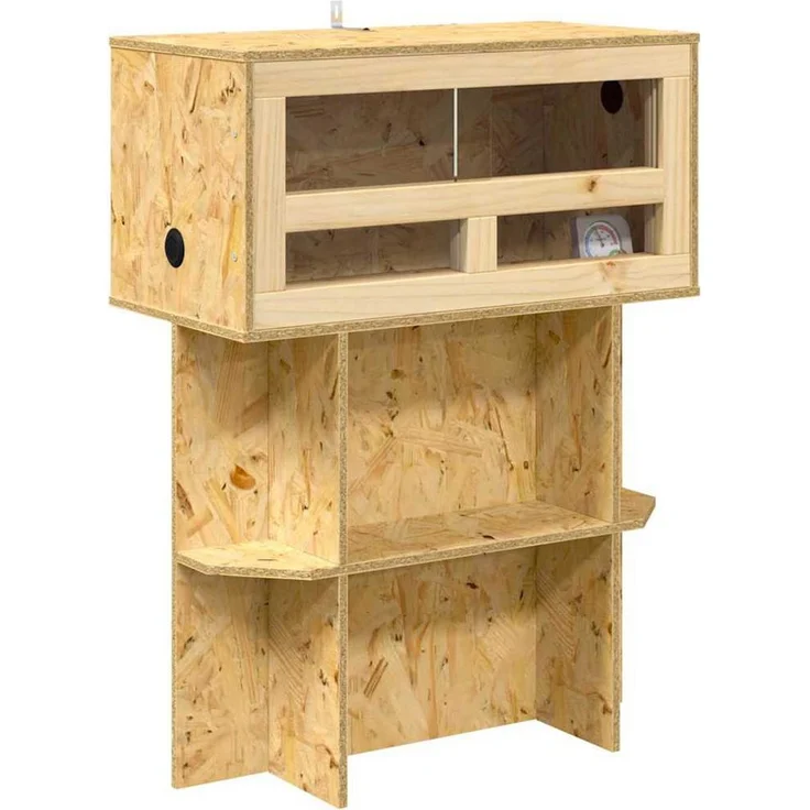vidaXL Terrarium Braun 60 x 30 x 80 cm, OSB mit stabiler Bauweise und Holzregalen für Reptilien und Amphibien