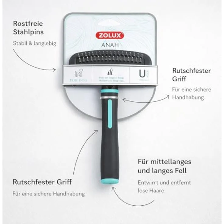 Zolux Entfilzungsharke Hunde Entfilzungs Harke 2-reihig, Metall, mit frei drehbaren Zinken, Größe ca. 17 cm, Arbeitsbreite 12 cm – Bild 6