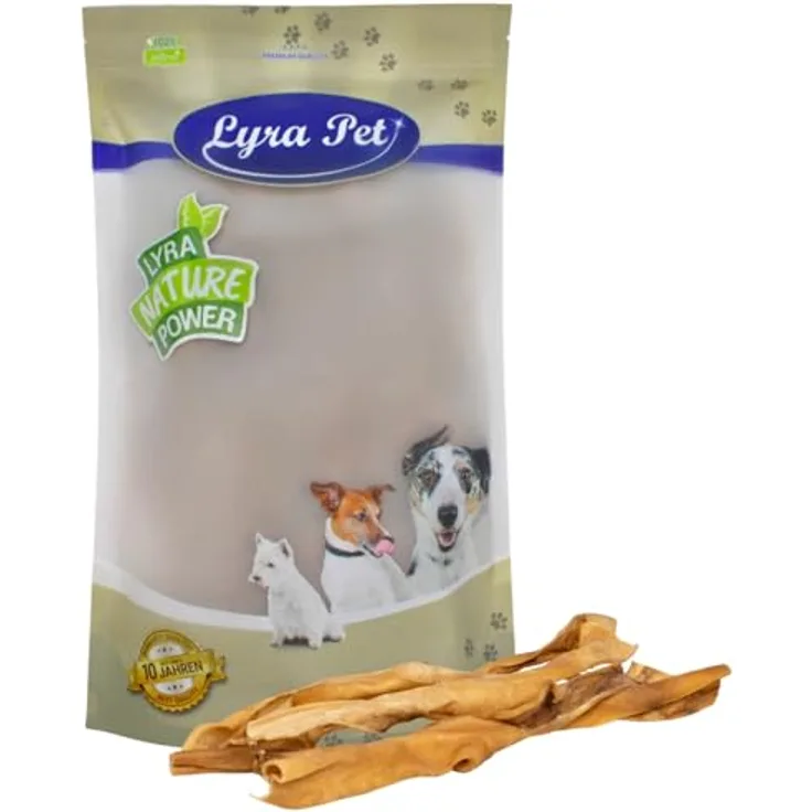Lyra Pet® Rinderkopfhautstangen 50 cm, naturbelassener Kausnack, proteinreich, zahnreinigend, 10er Pack