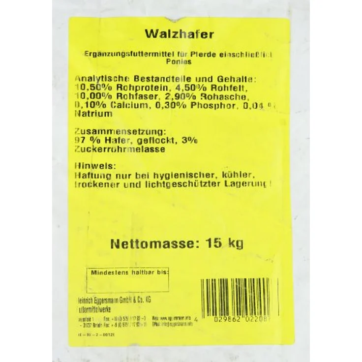 Eggersmann Mein Pferdefutter - Eggersmann Premium Walzhafer 15 Kg – Gut verdauliches Einzelfuttermittel mit hohem Spelzenanteil und wertvollen Aminosäuren – Bild 4