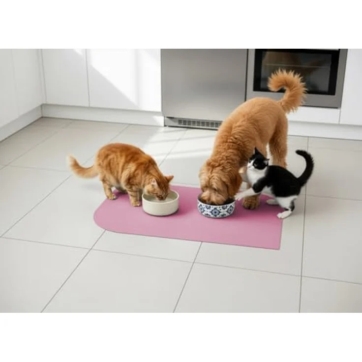 SANOZOO® Napfunterlage „Blatt“, beidseitig rutschfest, waschbar, für Hund & Katze, Rosa 40 x 60 cm, Made in Germany – Bild 2