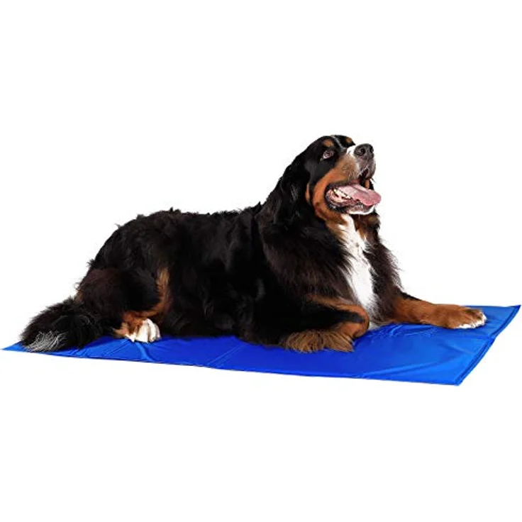 lionto Kühlmatte für Hunde & Katzen, selbstkühlende Kühldecke 120x80 cm in Blau, faltbar, leichte Reinigung, kratzfest, ohne Strom – Bild 1