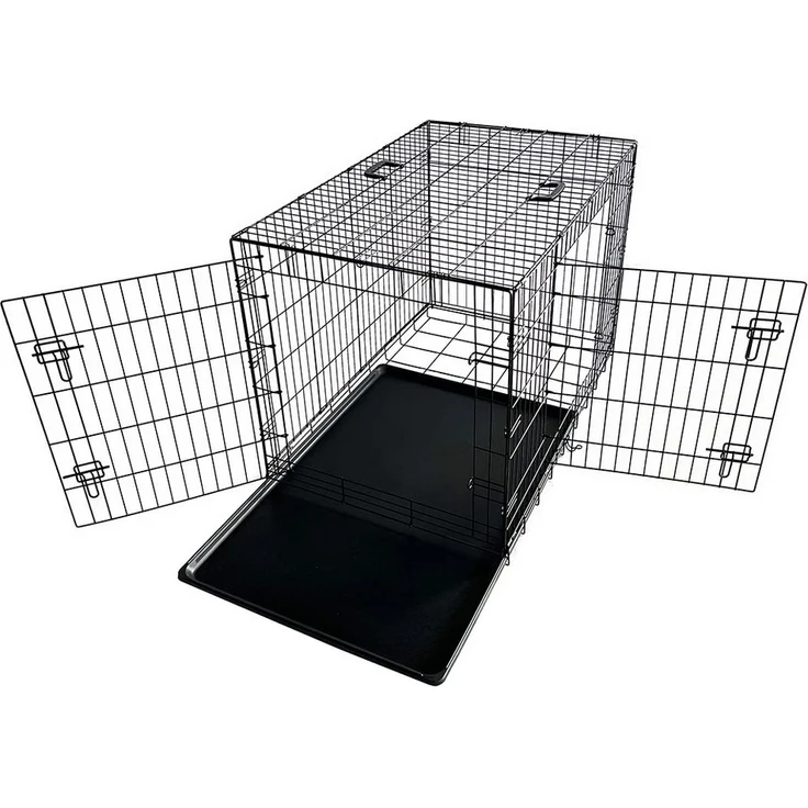 Nobby Tiertransportbox faltbar, schwarzer Transportkäfig mit herausnehmbarer Kunststoffwanne, verschiedene Größen erhältlich