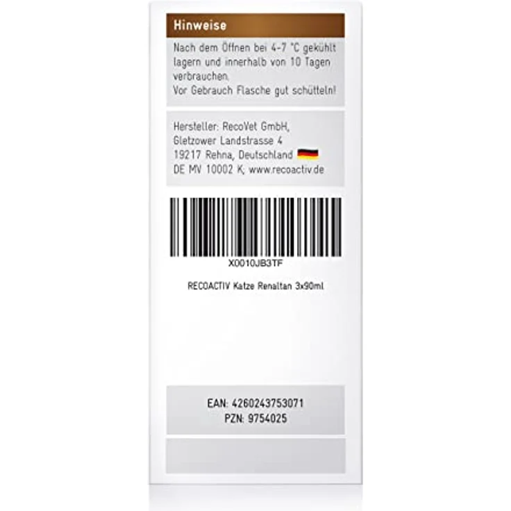 RECOACTIV Renaltan Tonicum für Katzen, 3 x 90 ml, Phosphatbinder zur Unterstützung der Nierenfunktion, Ergänzungsfuttermittel – Bild 4