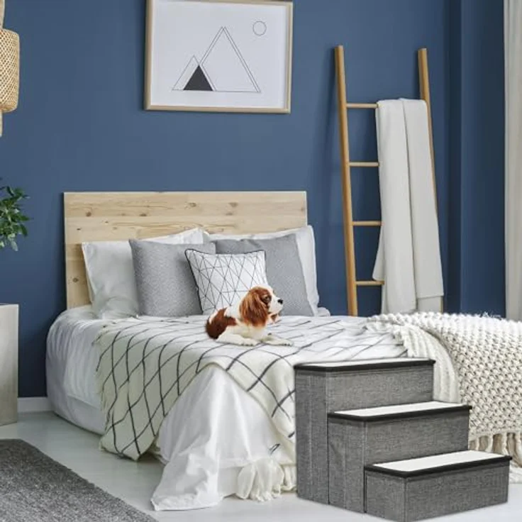 relaxdays Haustiertreppe Faltbare Hundetreppe 3 Stufen (1-St), Grau-WeiÃ, Ideal fÃ¼r kleine und Ã¤ltere Tiere, mit Stauraum – Bild 3