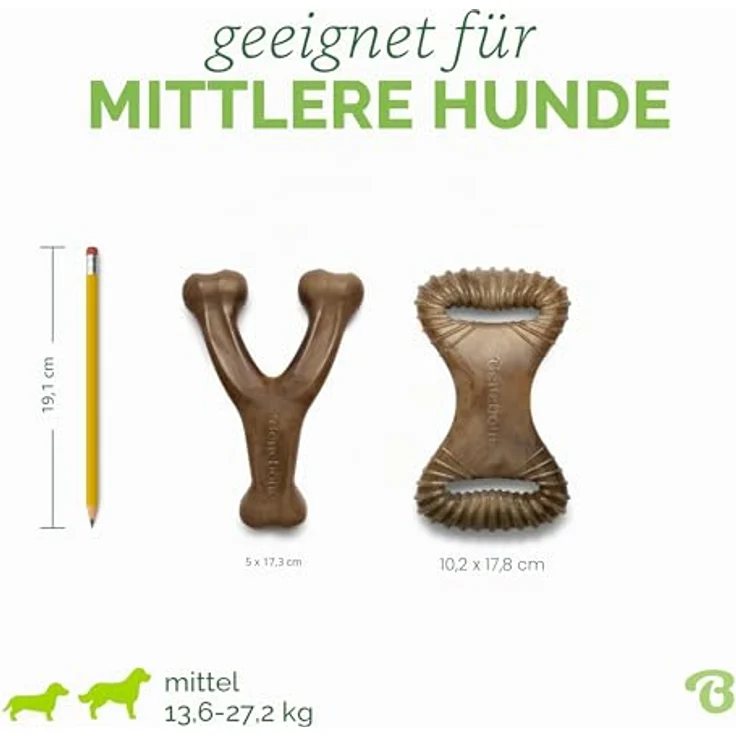 Benebone 2-Pack Indestructible Dental Chew/Wishbone, Robuste Hundespielzeuge für aggressive Kauer, Mit echtem Bacon-Geschmack, Für mittelgroße Hunde, Hergestellt in den USA – Bild 4