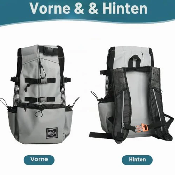 Galatée Hundetragerucksack XL, Tragbarer und Verstellbarer Hunderucksack, Belüfteter Haustierrucksack für Wandern und Reisen, Rot – Bild 2