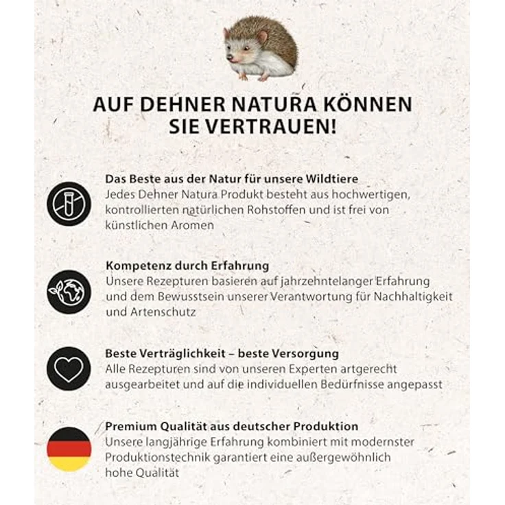Dehner Natura Premium Igelfutter Futter-Mix, getreidefrei, 2 kg, artgerechte Nährstoffversorgung für freilebende Igel – Bild 3