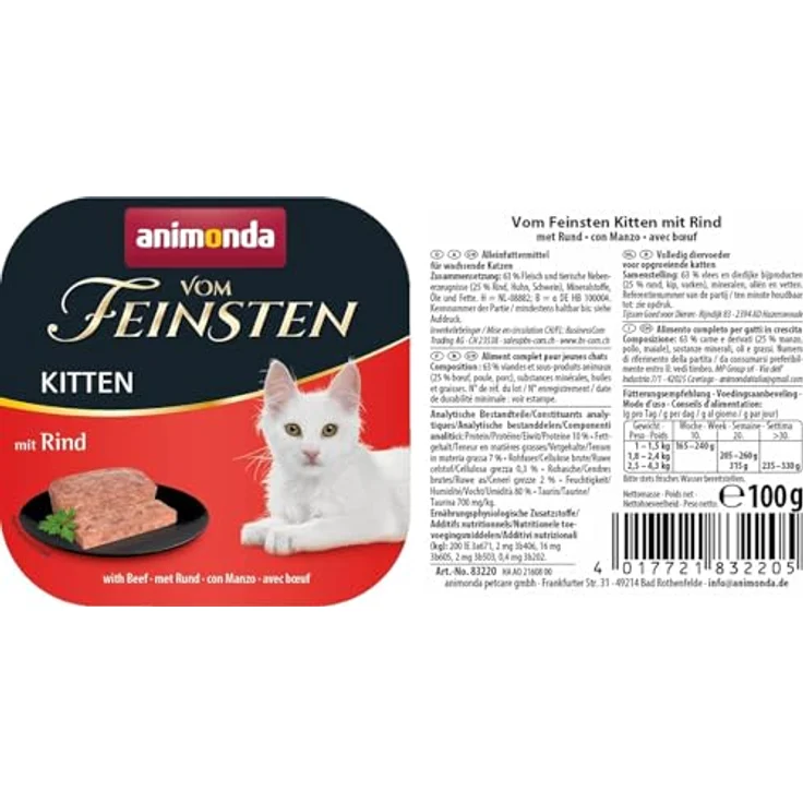 animonda vom Feinsten Kitten mit Rind, Katzen-Nassfutter ohne Farbstoffe, 32x100g – Bild 5