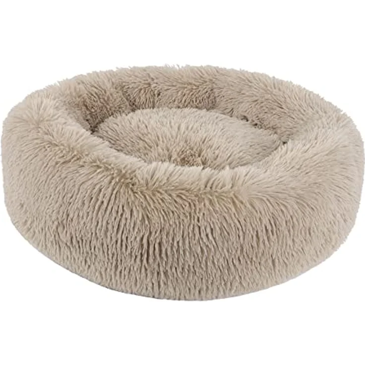 BVAGSS Rundes Hundebett, Flauschiges Donut Katzenbett aus Ultra Weichem Plüsch, Waschbar, für Kleine, Mittelgroße und Große Hunde und Katzen, 40 cm, Hellbraun – Bild 1