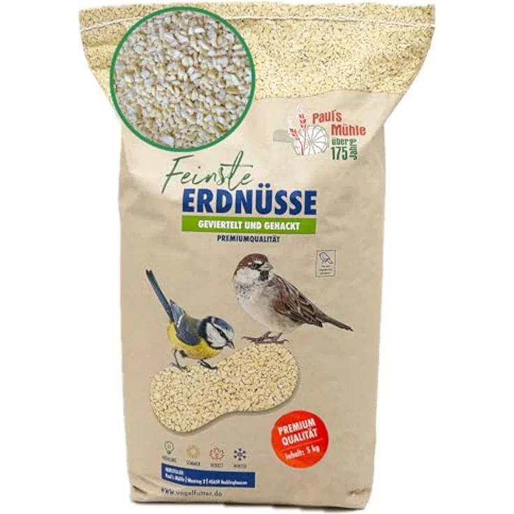 Paul´s Mühle Erdnüsse für Vögel, gehackte Erdnusskerne, Premiumqualität, 5 kg, Ernte 2025, ganzjährig geeignet – Bild 1