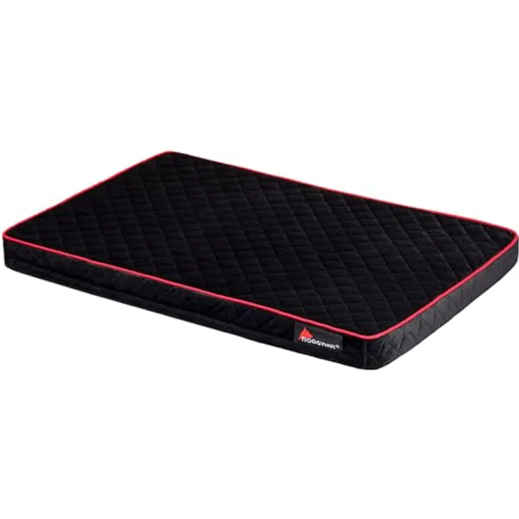 Tiggo Hundematratze Large für DOGGYHUT® Premium Hundeanhänger 80105, Maschinenwaschbarer Überzug, 5 cm Schaumstoffkern, Rutschfester Boden, Schwarz, 75 x 52 x 6 cm