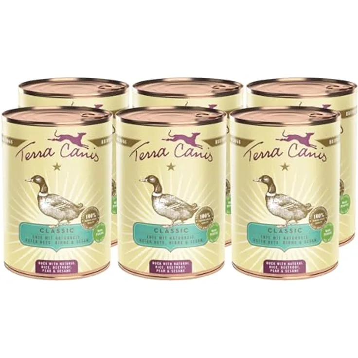 Terra Canis Ente, Naturreis, Rote Bete & Birne - Classic Nassfutter, 6x400g I Premium Hundefutter in 100% Lebensmittelqualität, allergen- & getreidearm, reichhaltig und gesund