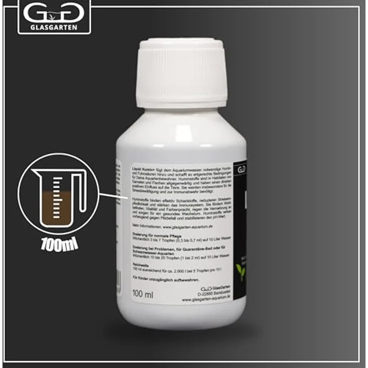 GG GLASGARTEN Liquid Humin+, 100ml Aquariumzusatz zur Verbesserung des Immunsystems und Stabilisierung des pH-Werts – Bild 4
