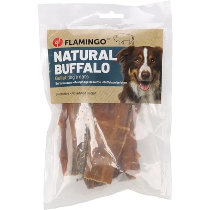 Flamingo Hundeleckerli Büffelschlund flach, 100g, natürlicher Snack, glutenfrei, ohne Zuckerzusatz, ohne Zusatzstoffe – Bild 2