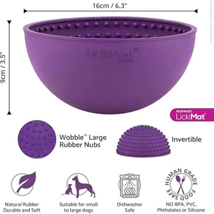 LICKIMAT Wobble, Schleckmatte für Hunde in Purple, fördert langsames Fressen und gesunde Zahnreinigung – Bild 2