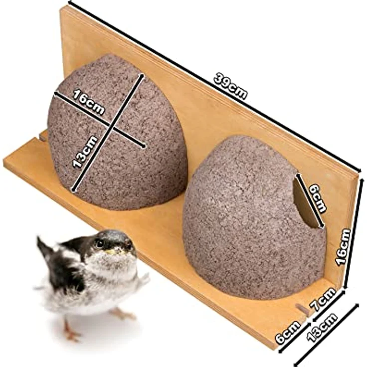 Bigdean - 3x Schwalbennistkasten Doppelnest Schwalbennest Mehlschwalbennest Nistkasten Nisthilfe Schwalben Holzbeton – Bild 6