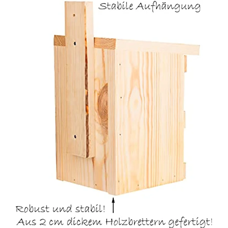 1x Nistkasten für Meisen & Kleinvögel - Vogelhaus aus Massivholz - 27x17x17cm – Bild 5