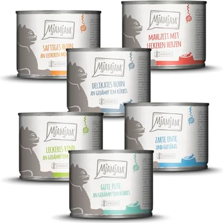 MjAMjAM Nassfutter Katze Adult, Mixpaket 3, 6x200 g mit hohem Fleischanteil, glutenfrei und laktosefrei, monoprotein, reich an Vitaminen und Mineralstoffen – Bild 1