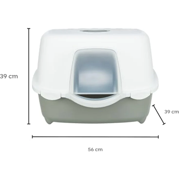 Trixie Outdoor Katzentoilette Davio Top – Wettergeschützte Katzentoilette für den Außenbereich mit überdachtem Eingang – grau – 56 × 39 × 39 cm – Bild 3
