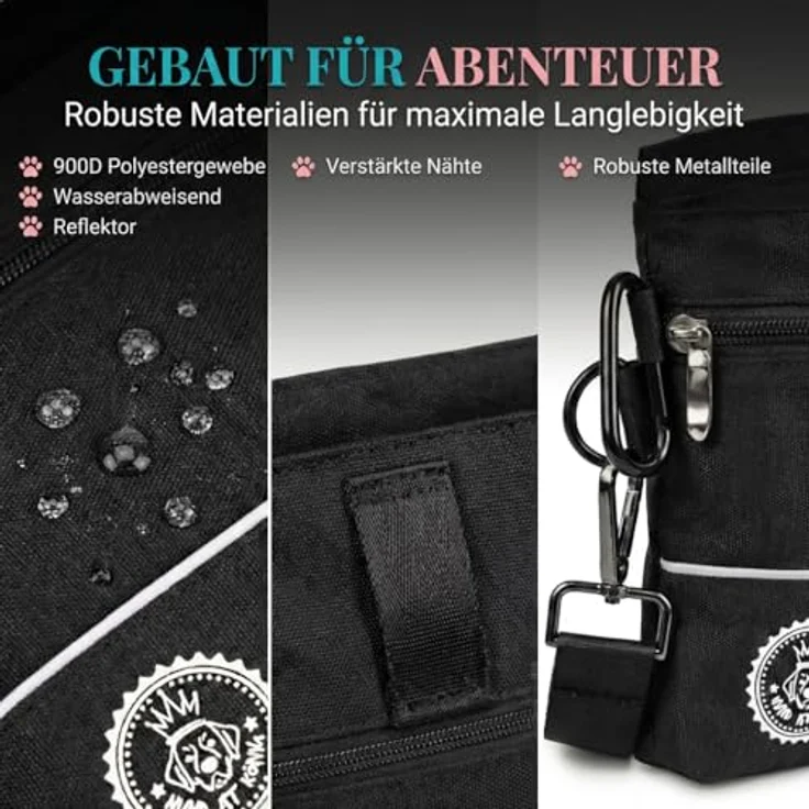 HUND IST KÖNIG Leckerlietasche für Hunde mit Einhand-Magnet-Verschluss, 2 Zip-Fächer, herausnehmbare Innentasche, inkl. Trainings-eBook, robust und funktional für Gassi & Hundetraining – Bild 5