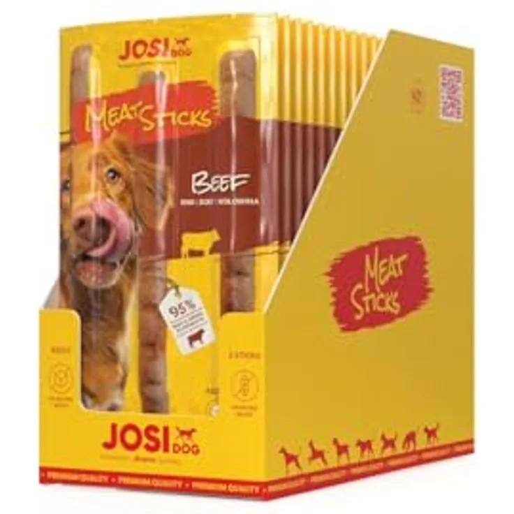 JosiDog Meat Sticks mit Rind, Hundesnack mit hohem Fleischanteil, 33 g, ohne Getreide und Zucker, Qualität aus Deutschland