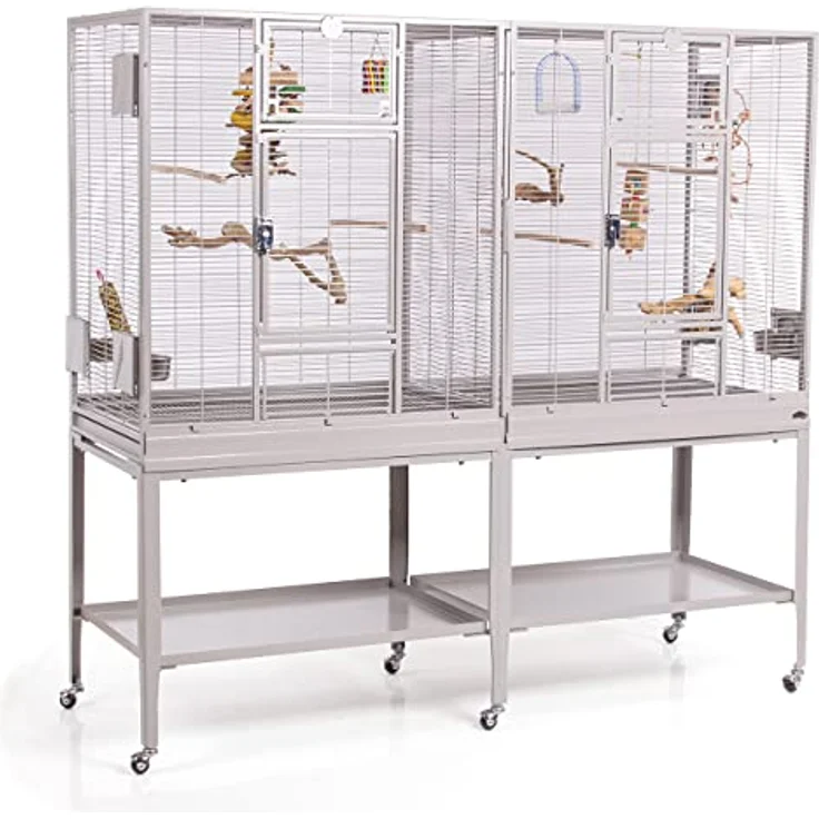 Montana Cages New Madeira Double, Premium Vogelkäfig für Finken und Sittiche, 6 Lenkrollen, 4 Edelstahlnäpfe, AVILON Pulverbeschichtung, Platinum Edition, ca. 165 x 56 x 158 cm – Bild 1