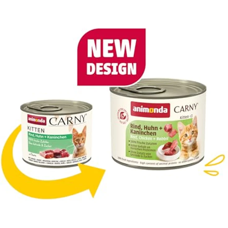 animonda Carny Kitten Rind, Huhn + Kaninchen, Katzen-Nassfutter für wachsende Katzen, 12x200g – Bild 2