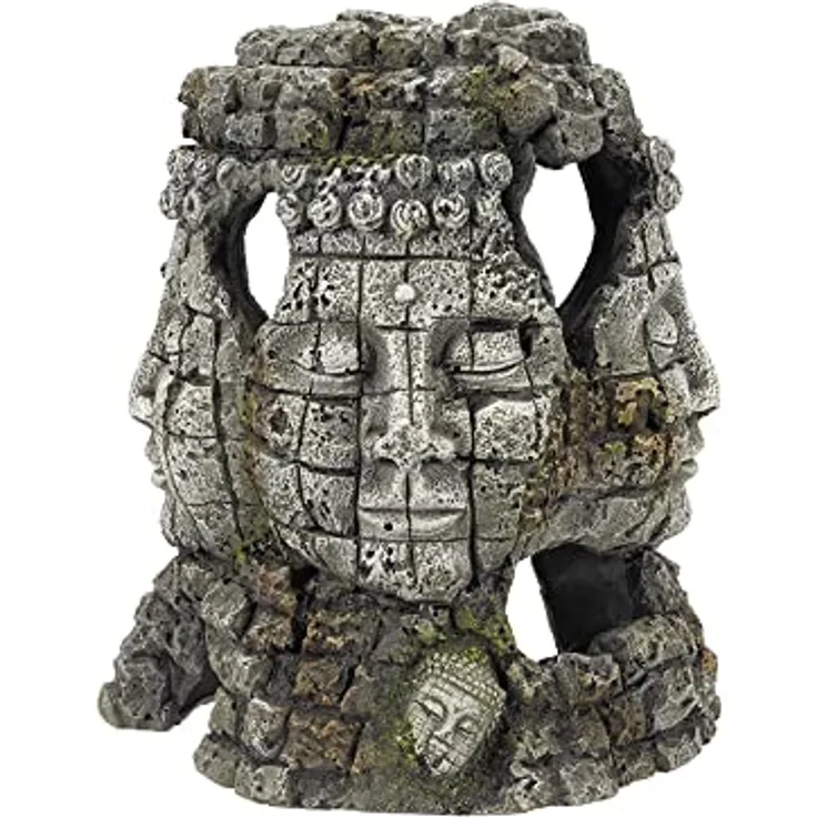 Nobby Aqua Ornaments Ruine mit Gesichtern, detailgetreue Aquariendekoration aus ungiftigem Polyresin, 17,5 x 16 x 20,5 cm