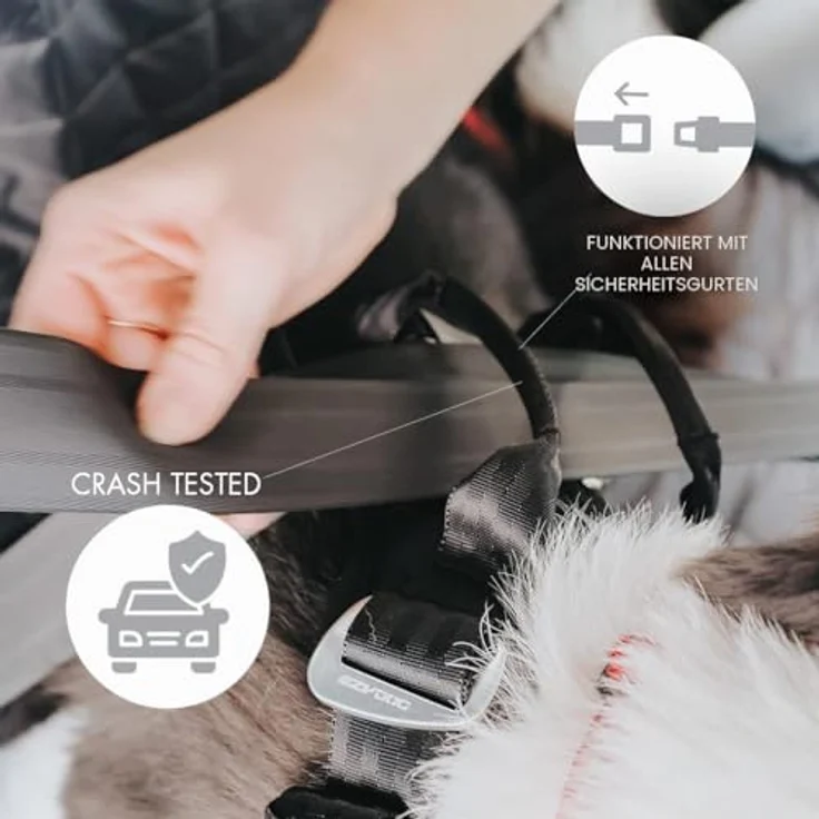 EzyDog Drive Autogeschirr für Hunde, Crash- nach ECE R21, integrierte Gurtbefestigung, Größe L, Schwarz – Bild 2