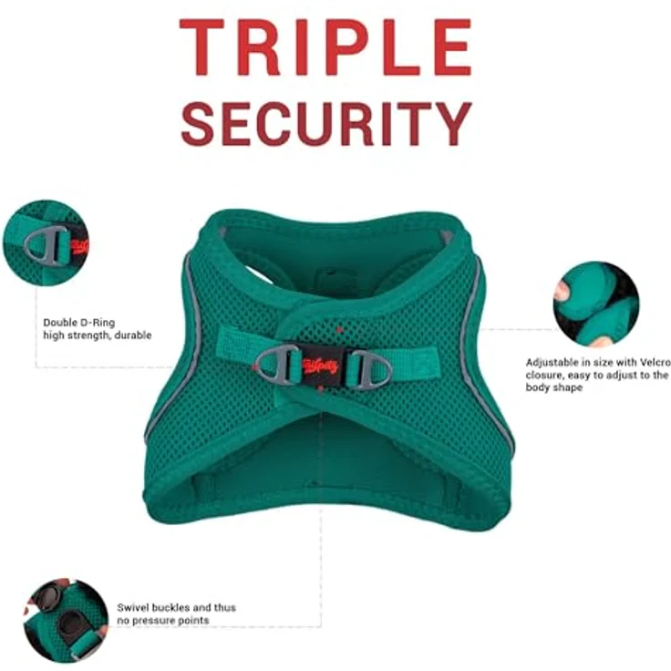 Tailpetz Airmesh-Geschirr, leichtes und atmungsaktives No-Pull Hundegeschirr, Smaragd, 2XS – Bild 2