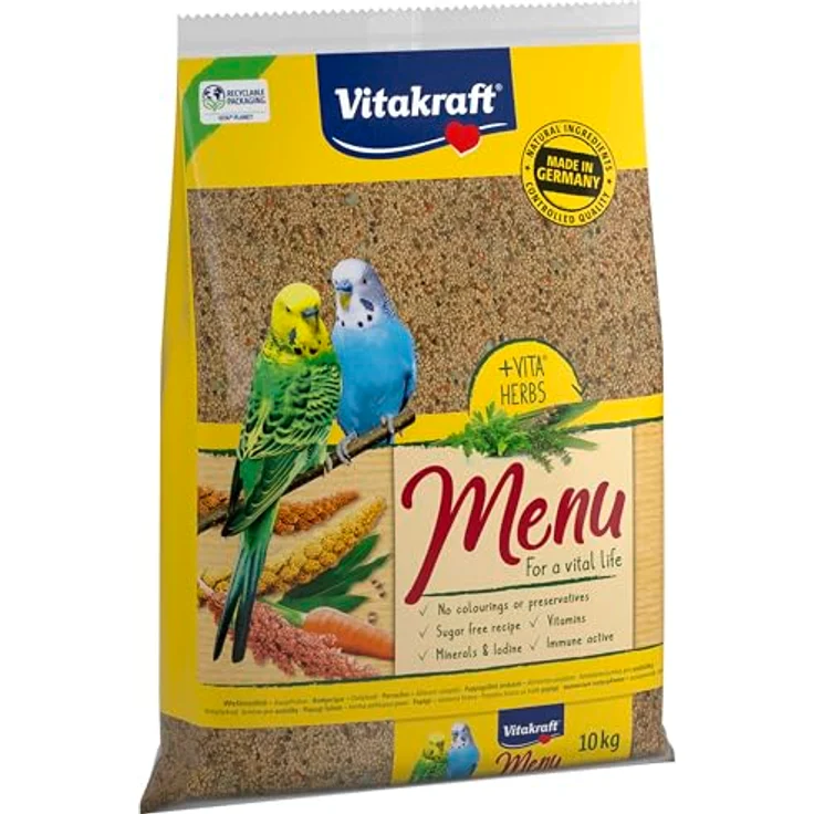 Vitakraft Menü 10kg, Hauptfutter für Sittiche mit Vitaminen, Immun Aktiv Komplex und Kräutern, großpackung – Bild 1