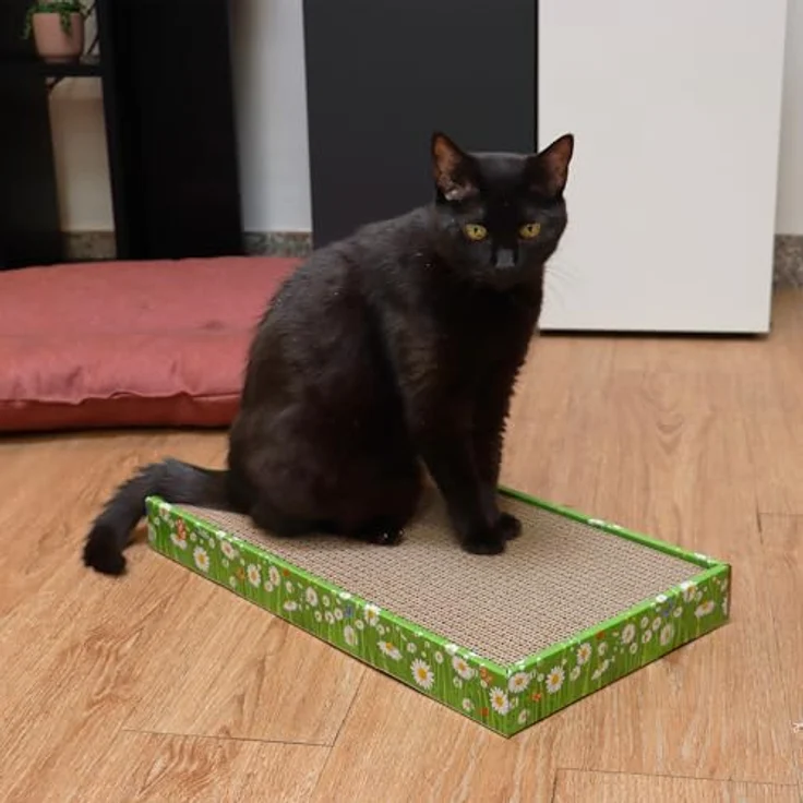 OEM Kartonner Krabpaal mit Katzenkraut, 48x25x5cm, Braun, funktionales Design mit Catnip – Bild 4