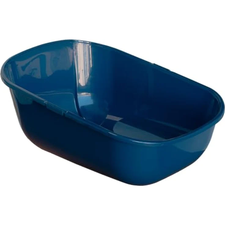 adena Katzentoilette Sondermodell 50, inklusive Schaufel, Aktivkohlefilter und Haube, hochglanz weiß/blau, extra tief für mehr Streu – Bild 4