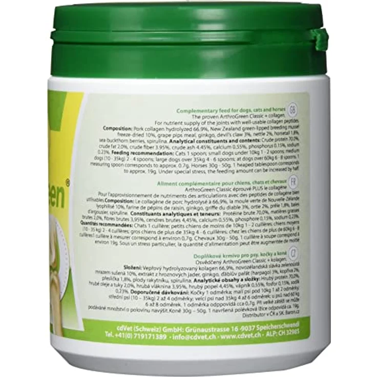 cdVet ArthroGreen Collagen, Hundefutter zur Gelenknährstoffversorgung mit Kollagenpeptiden und Grünlippmuschel, 300 g – Bild 3