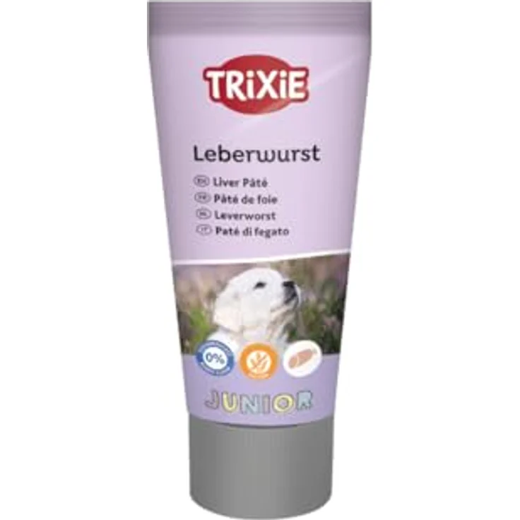 Trixie JUNIOR Leberwurst für Hundewelpen, 75 g, hoher Fleischgehalt, glutenfrei, mit Grünlippmuschel und Seealgenmehl – Bild 1