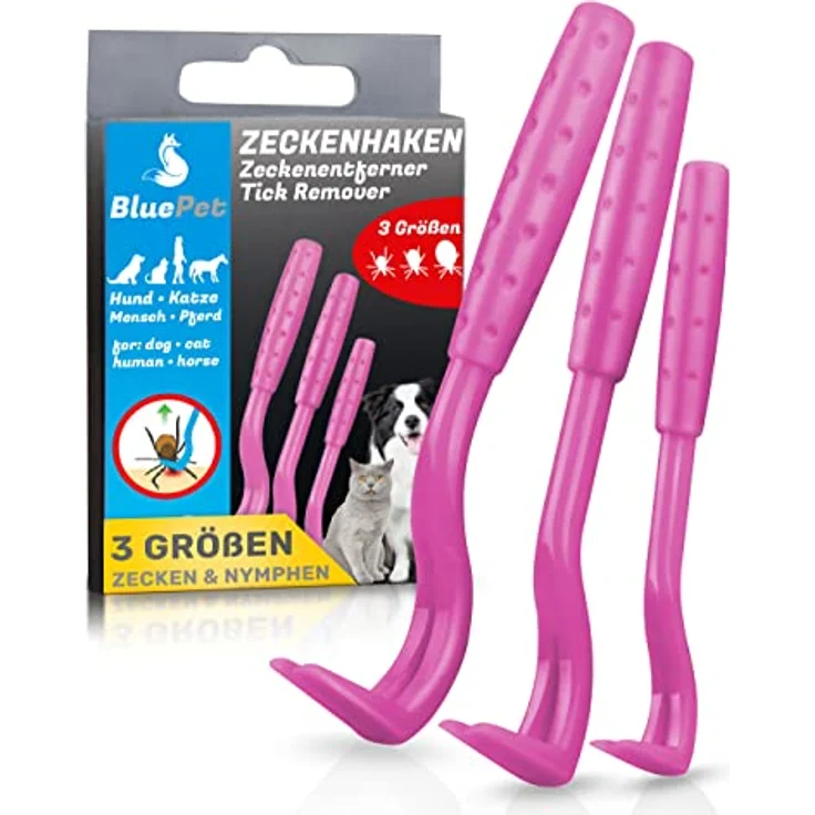 BluePet 3er Set Zeckenhaken, Zeckenentferner für Hunde, Katzen, Pferde & Menschen, präzise und sichere Anwendung, ideal für Outdoor-Aktivitäten – Bild 1