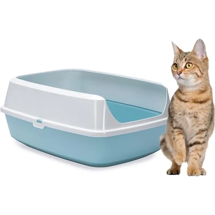 Karlie Katzentoilette Mary Loo, offene Katzentoilette aus 90% recyceltem Material, Aquarelle, L: 50 B: 38,3 H: 21,4 cm