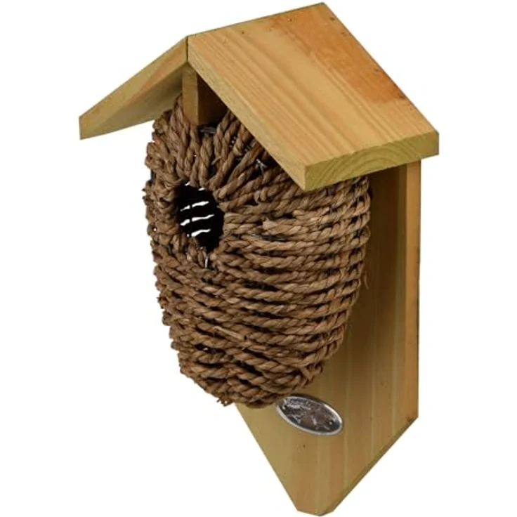 Esschert Design Nistkasten, Vogelhaus mit Höhle aus Seegrass, ca. 15 cm x 10 cm x 26 cm – Bild 2