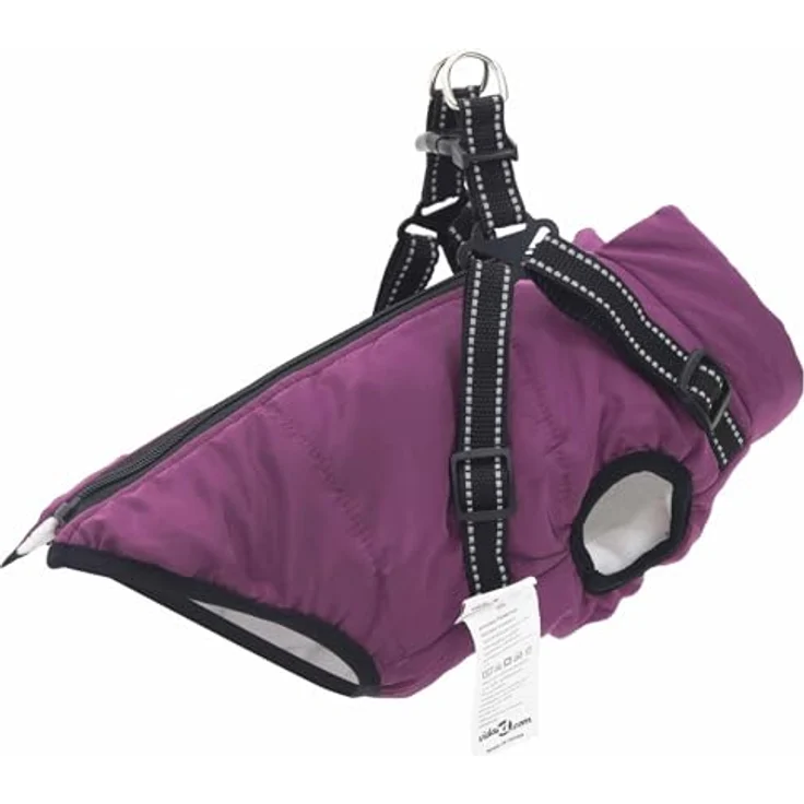 vidaXL Hundemantel Lila L40, Fleece- und Polyesterkombination, wasserabweisend und winddicht mit verstellbarem Schnitt – Bild 1