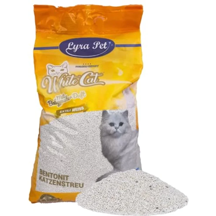 Lyra Pet® White Cat Katzenstreu, 15 Liter, mit Babypuder Duft, 350% Saugkraft, stark klumpend, staubarm, Naturprodukt aus Bentonit – Bild 1