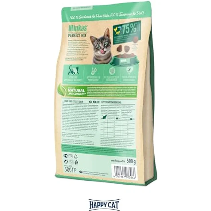Happy Cat Minkas Perfect Mix, Trockenfutter mit Geflügel, Fisch & Lamm, 4 kg, hochwertige Inhaltsstoffe, made in Germany – Bild 2