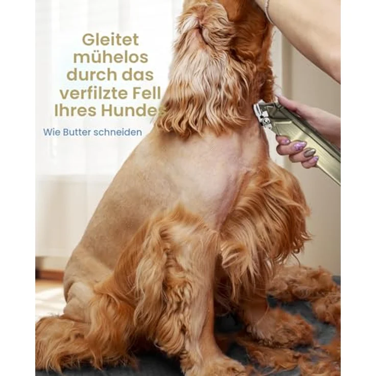 oneisall Hundeschermaschine für dickes Fell, geräuscharmer kabelloser Haustierrasierer mit Edelstahlklinge, wasserdicht, wiederaufladbar – Bild 2