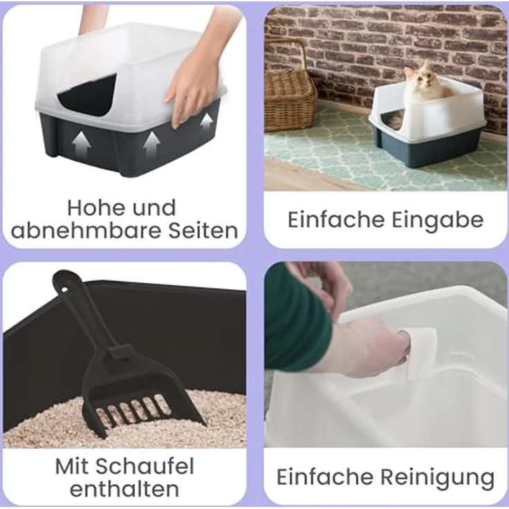Iris Ohyama, Katzentoilette, Geschlossene Katzentoilette, Schaufel, B48.5 x T38 x H30 cm, CLH-12, Entenblau – Bild 3
