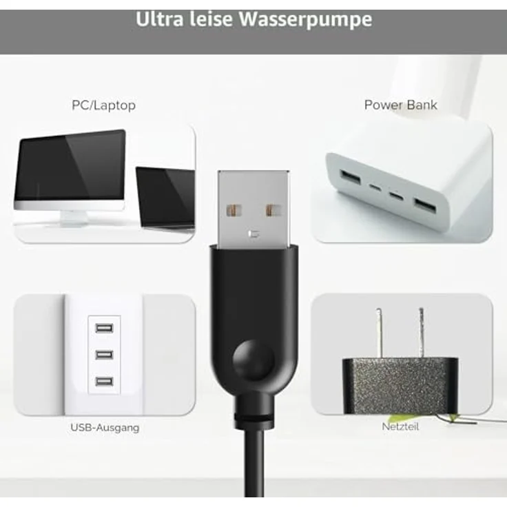 PEKTACO Cat Wasserbrunnen Ersatz-Wasserpumpe, ultra leise, 3,2 l Kapazität, BPA-frei, batteriebetrieben – Bild 4